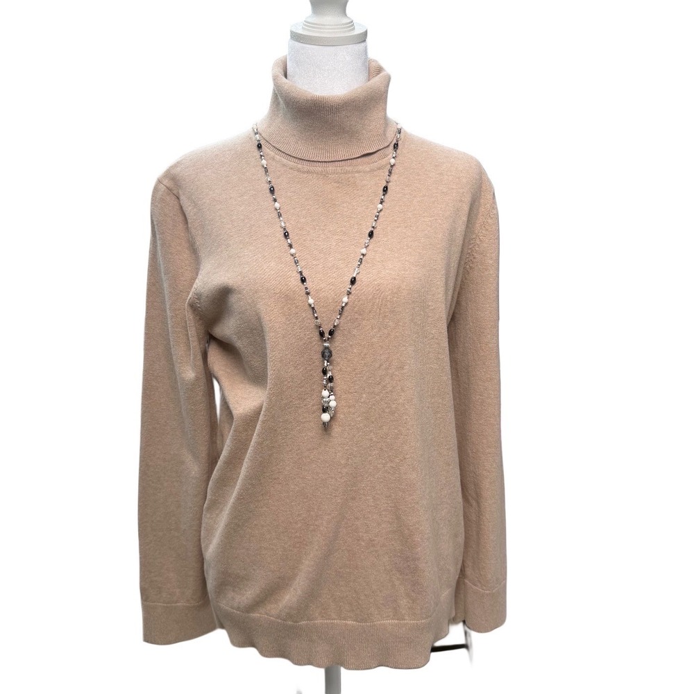 Tommy Hilfiger Tan Turtleneck Sweater Button Cuff Slim Fit XL Minimalist Capsule - Picture 3 of 11